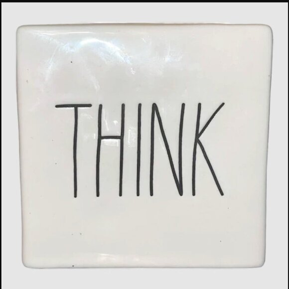 Rae Dunn Evolve Think Paperweight Décor Sign Desk Ceramic Desk Gift Sign - Picture 1 of 6